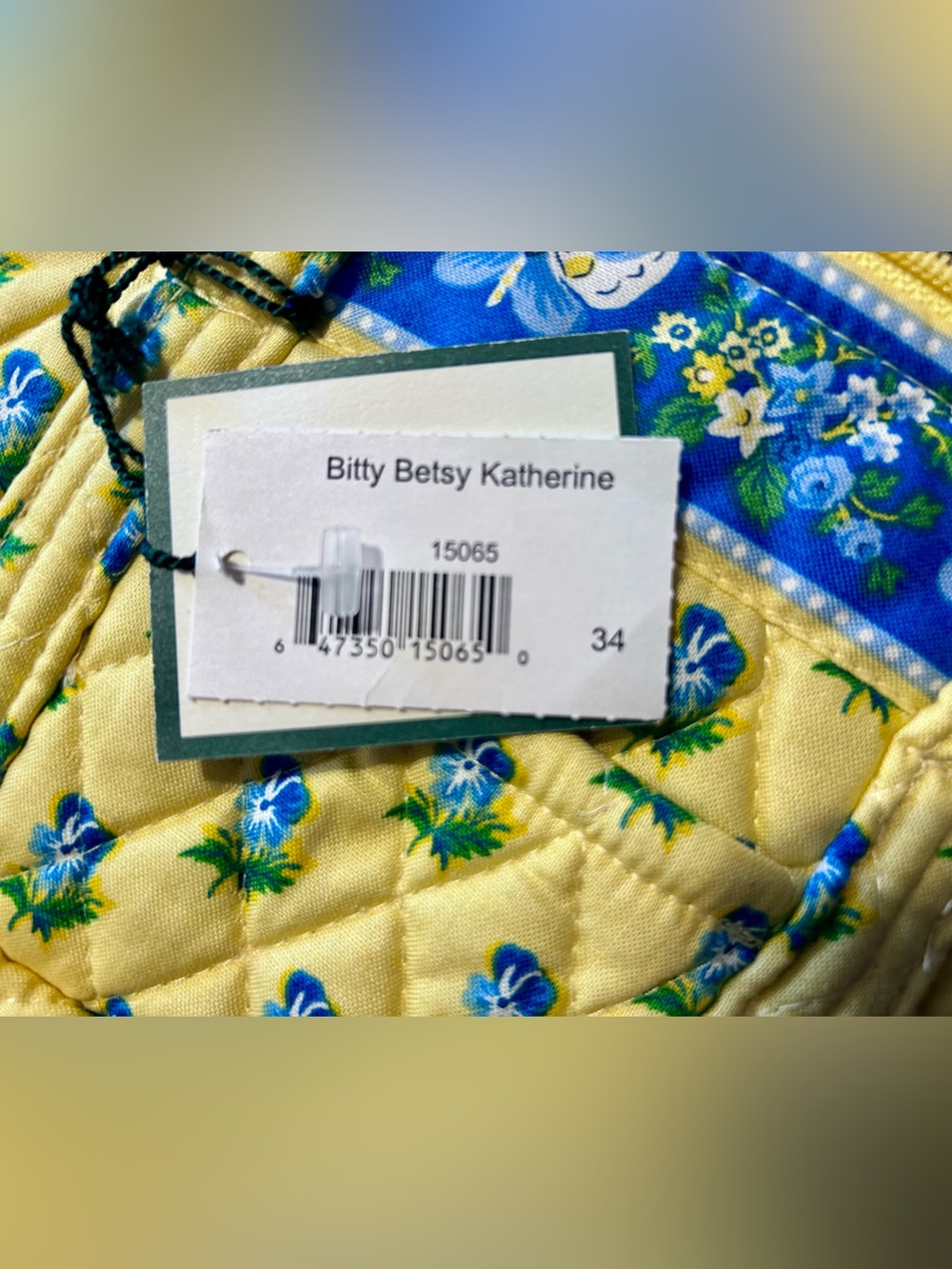 Vintage Vera Bradley Yellow Floral Quilted Small Tote Bag - Picture 4 of 4